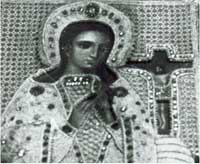 Икона  Ахтырской Богоматери в шитом окладе II пол.  XIX в 30х27