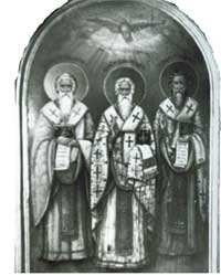 Икона святителей Харлампия, Власия, Антипы 110х70 